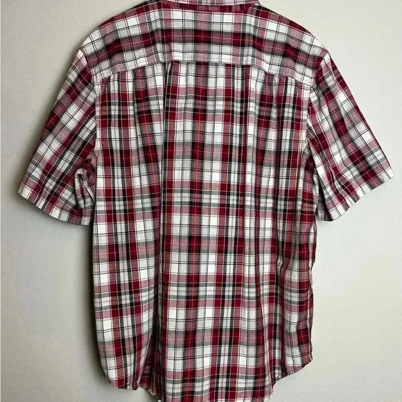 Carhartt Cotton Shirt Red Black Plaid Short Sleeve XL Button Down Relaxed Fit - Picture 2 of 9
